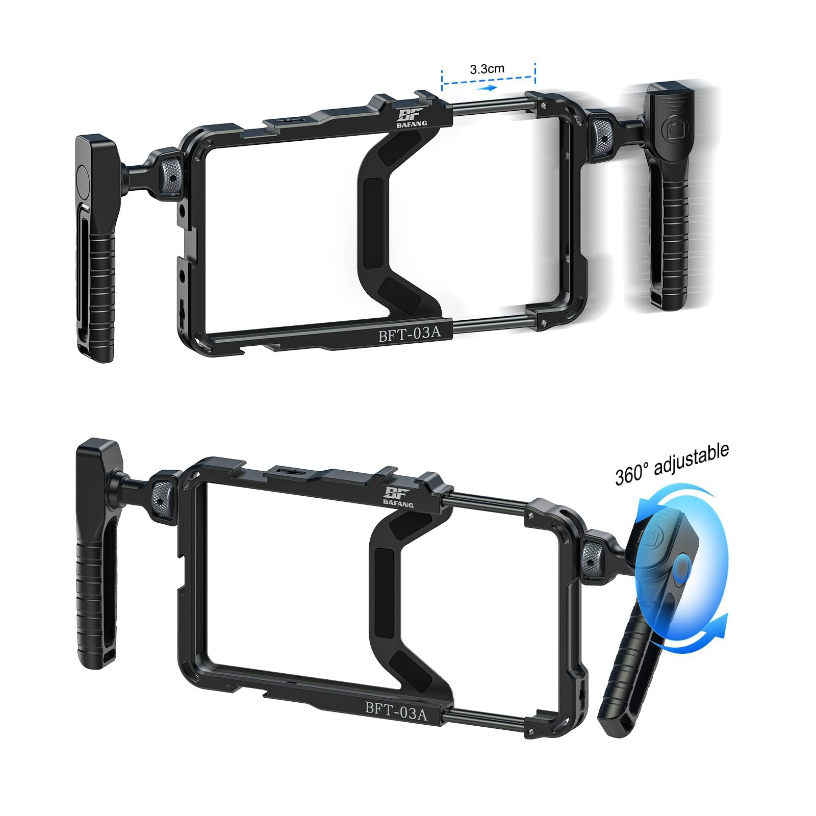Stabilisateur vidéo Rig Smartphone Rig Vlogging avec poignée latérale multi-rainures