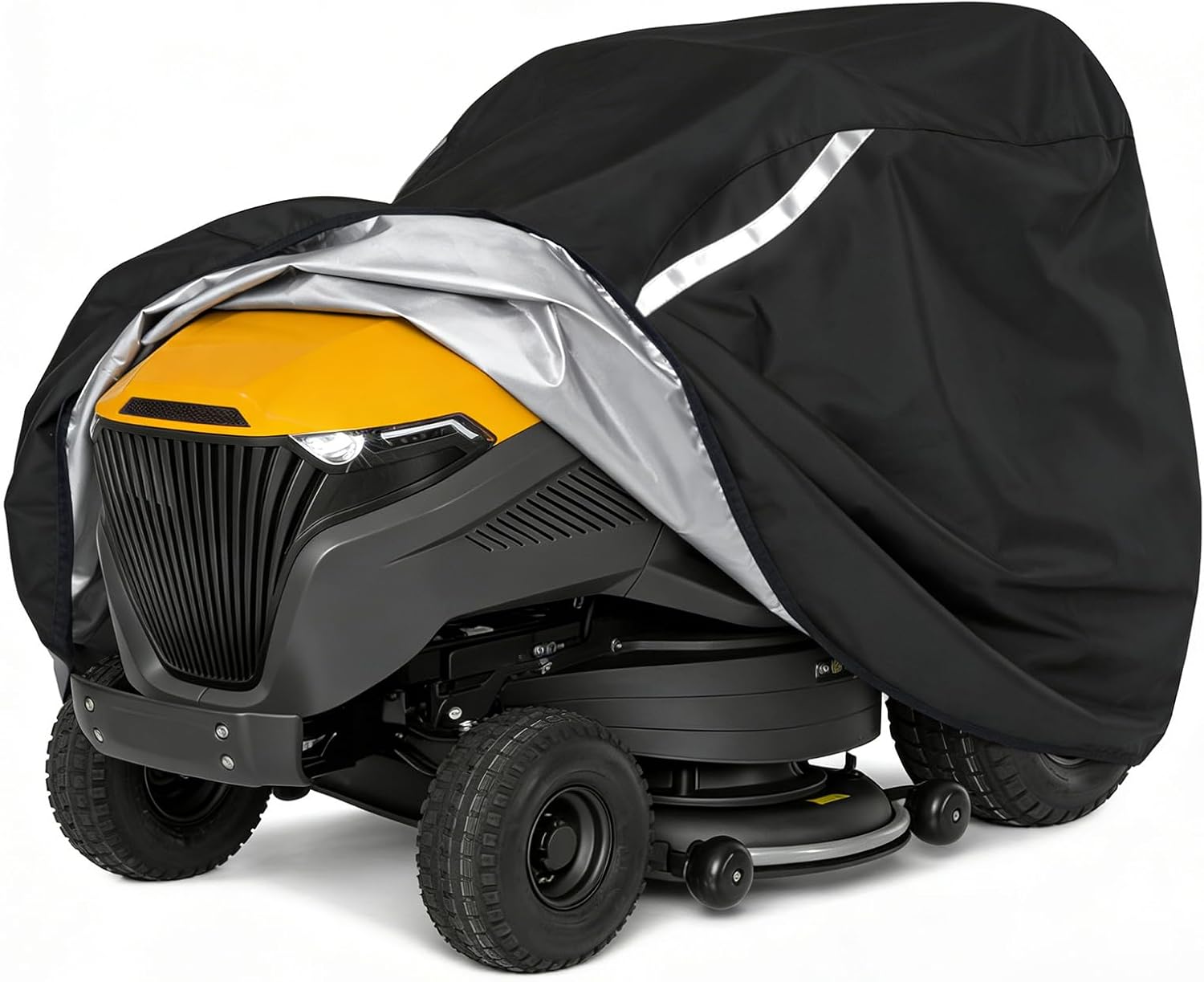 Riding Lawn Mower Cover for Outdoor, 210D Waterproof Lawn Tractor Covers Heavy Duty, Fits Decks up to 54”, with Storage Bag