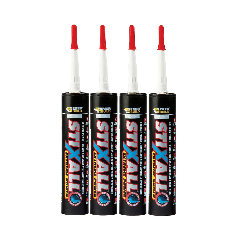 4 X Everbuild STIXWE Stixall Extreme Power Adhesive, White, 290 ml