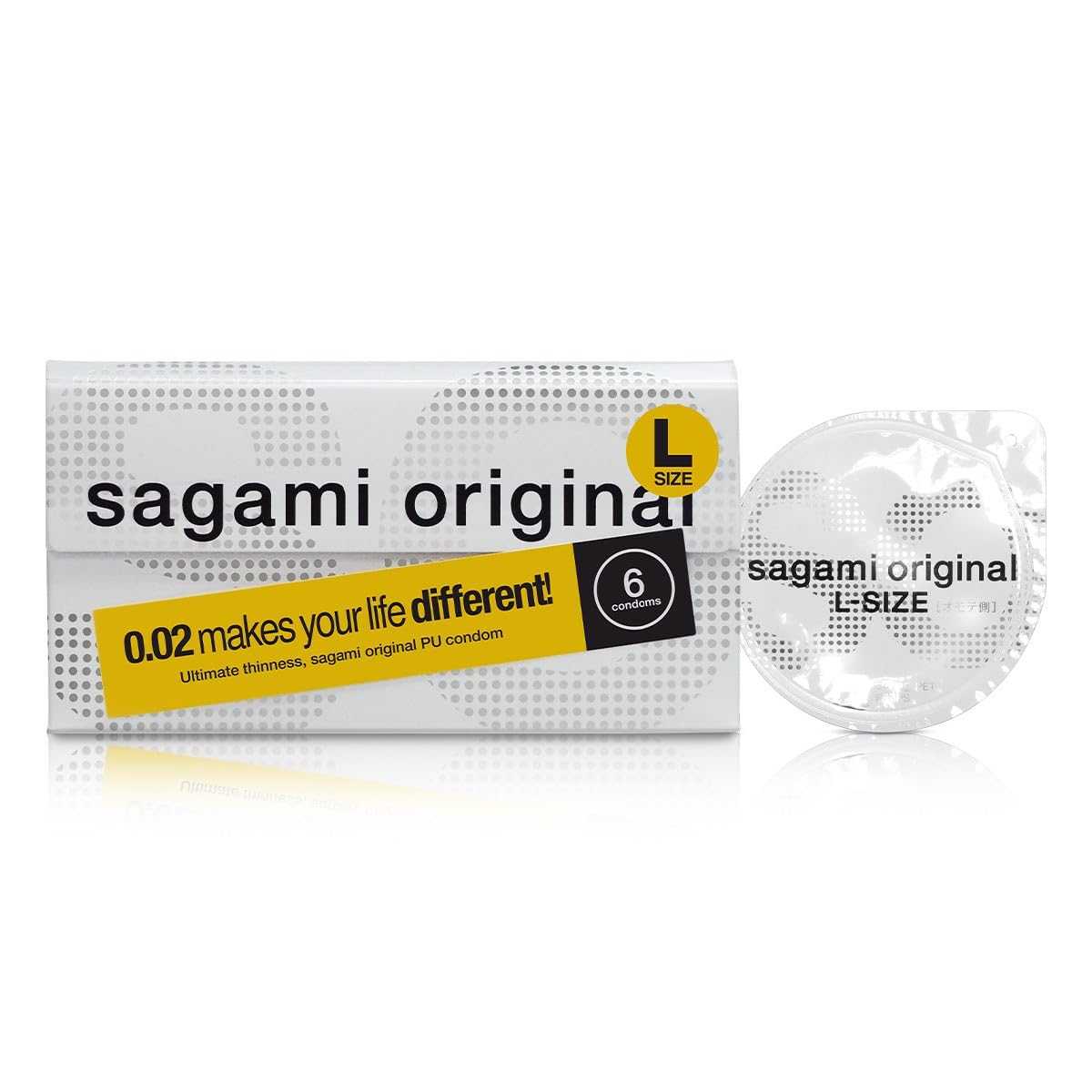 Sagami Original 0.02 L-Size | Super Thin | Super Strong | Non Latex PU Condoms (6 Pack)