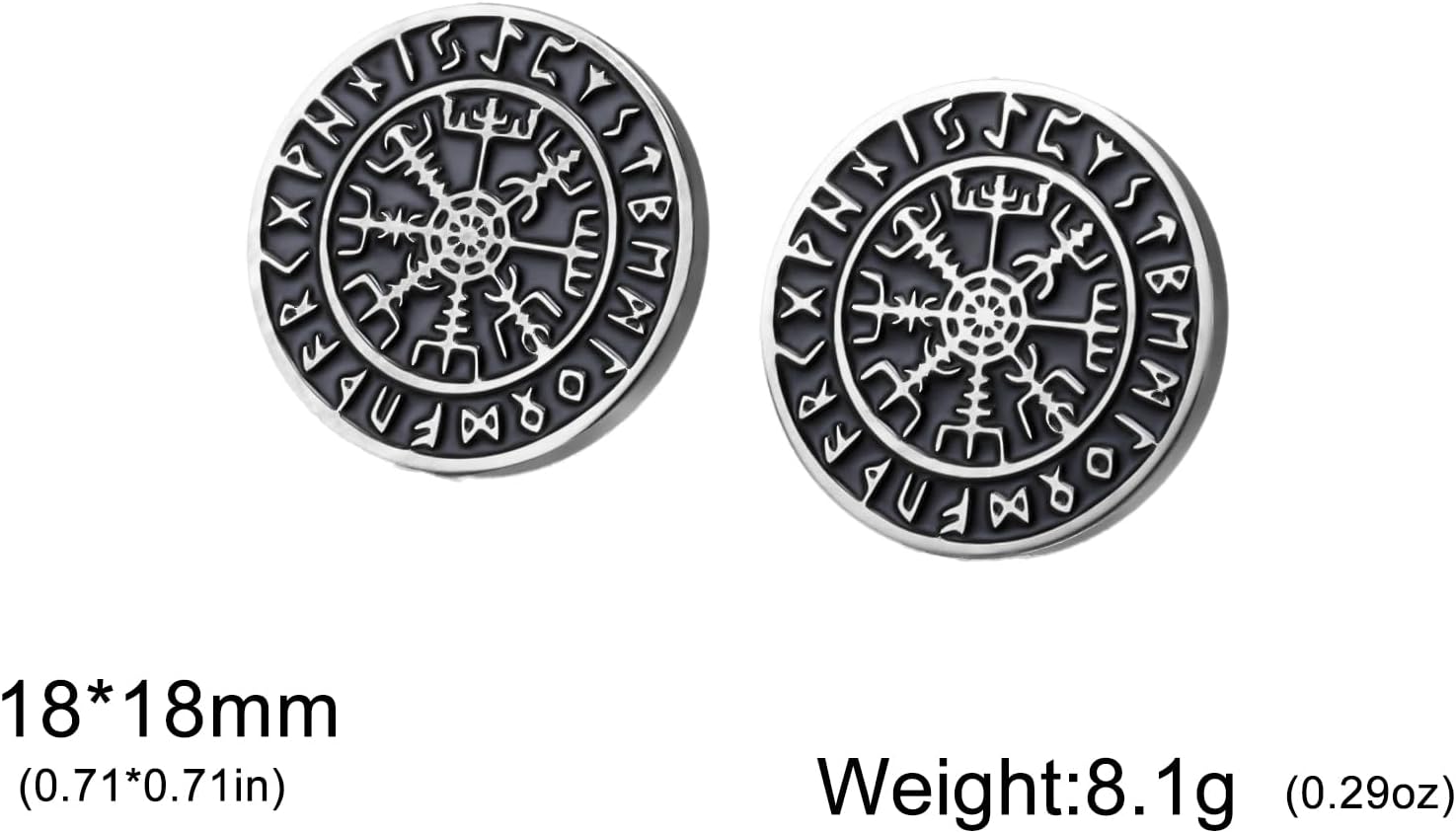 LIKGREAT Viking Compass Stud Earrings Stainless Steel Norse Rune Vegvisir Punk Stud Earrings Nordic Protection Symbol Mystic Viking Jewelry For Women Men - Image 5