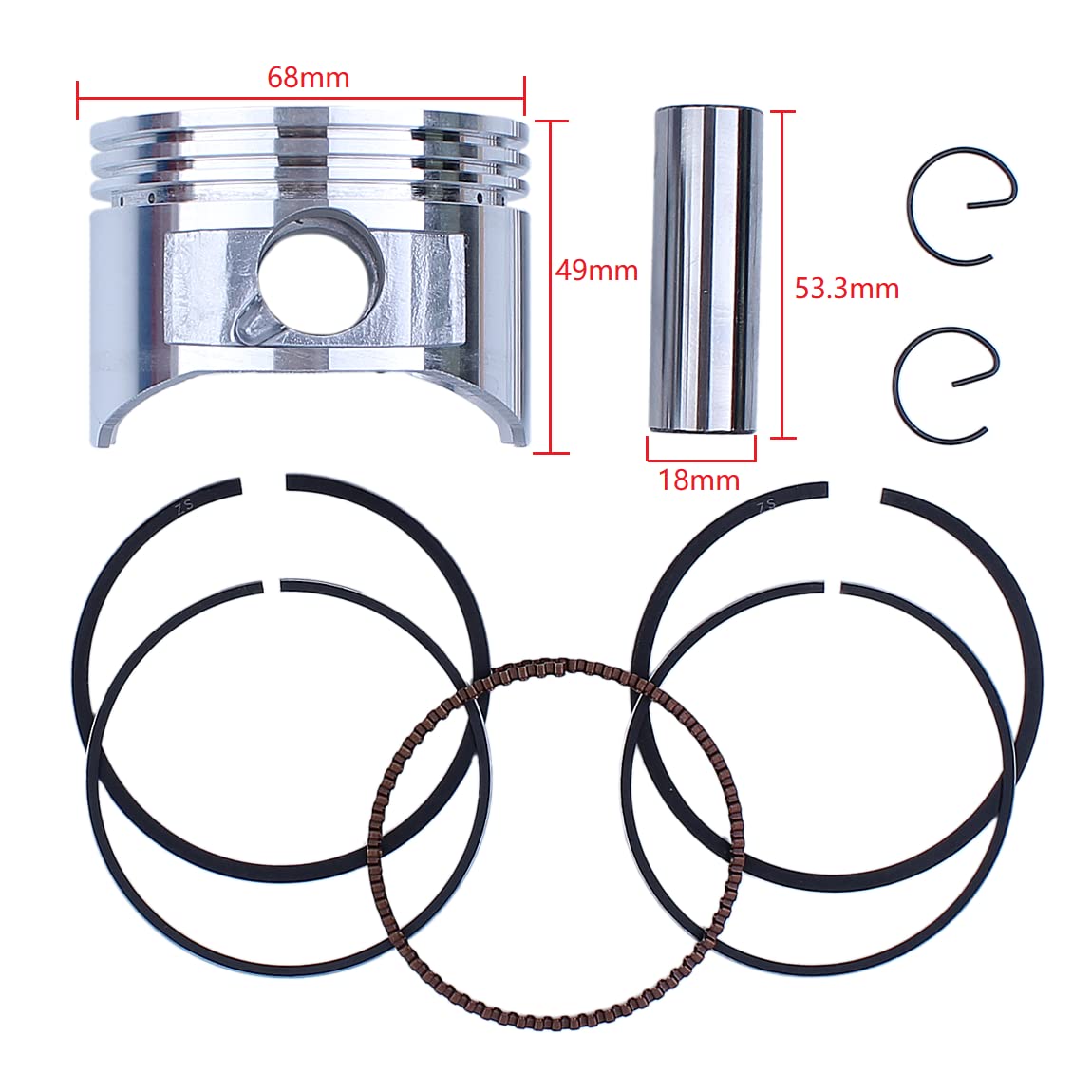 68mm korbowód pierścień tłokowy pełny zestaw uszczelek do GX160 6.5HP GX 160 silnik części zamienne do kosiarki wymiana części (Color : 2)