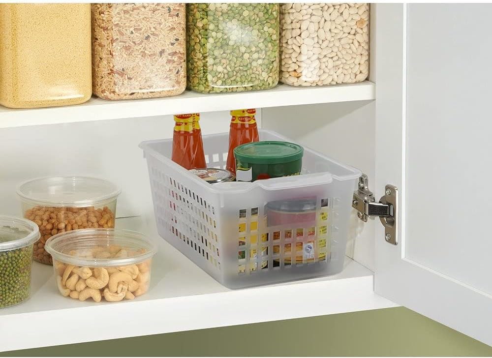 Qskely Plastic Clear Storage Basket, Rectangle, Pack of 6 image 5