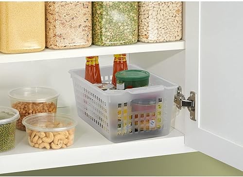 Miniatura 5 de Qskely - Cesta de almacenamiento de plástico transparente, rectangular, paquete de 6