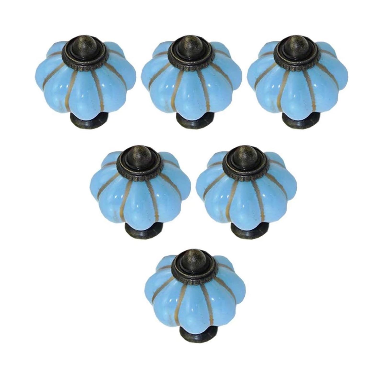 Opeximatun Ceramic Drawer Knobs, 6 pcs Ceramic Children's Room Drawer Knobs Single Hole(Blue)