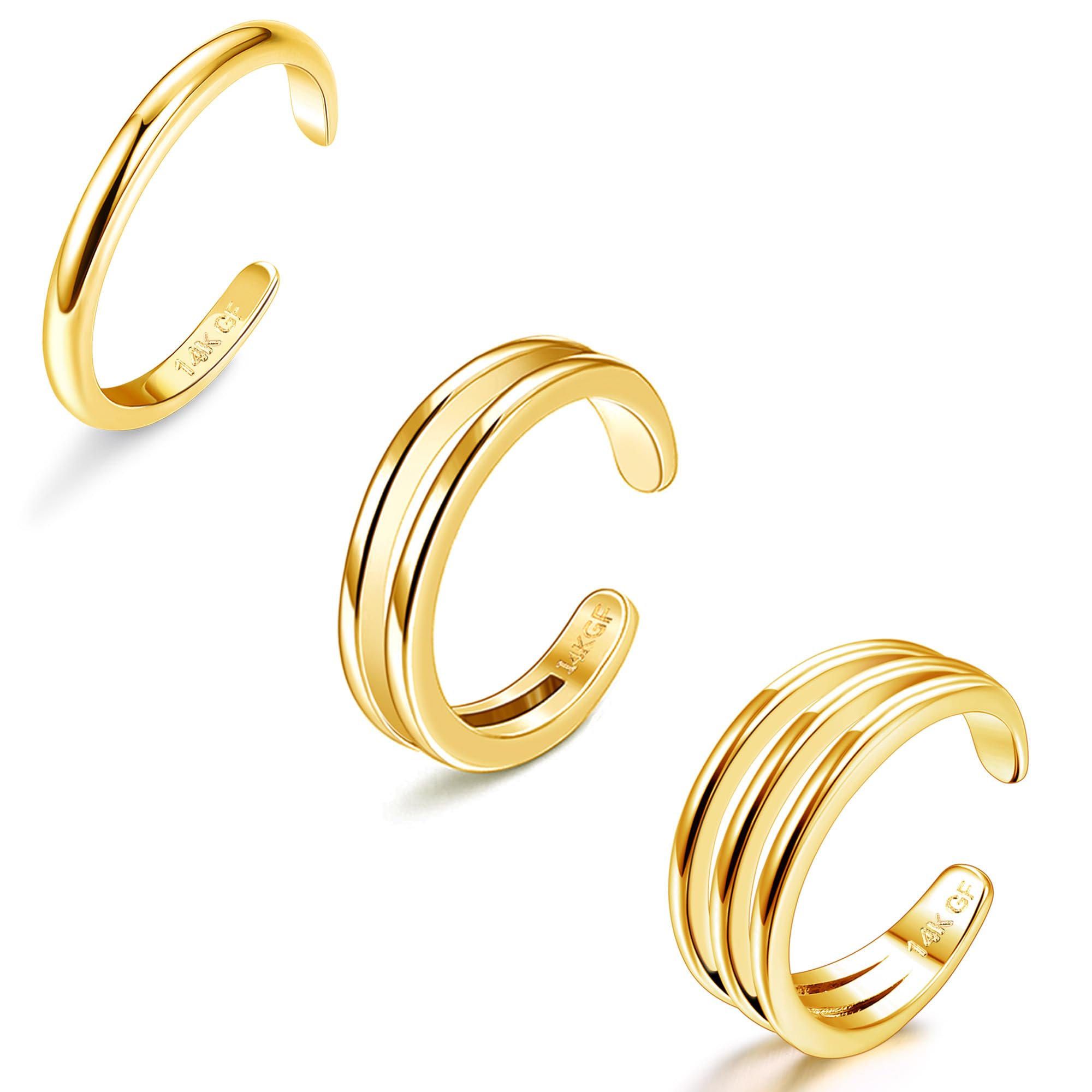 ADRAMATA Toe Rings for Women Gold Trendy 14K Gold Filled Toe Rings Set Thin Band Beach Foot Jewelry for Summer Open Adjustable Toe Rings