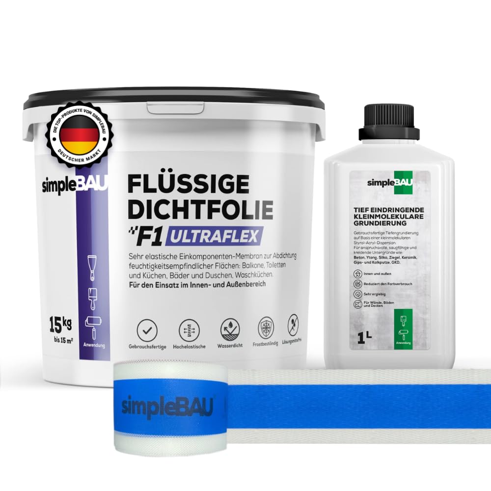Flüssigfolie Ultraflex 15kg 1L Tiefengrund Dichtband Wasserfest