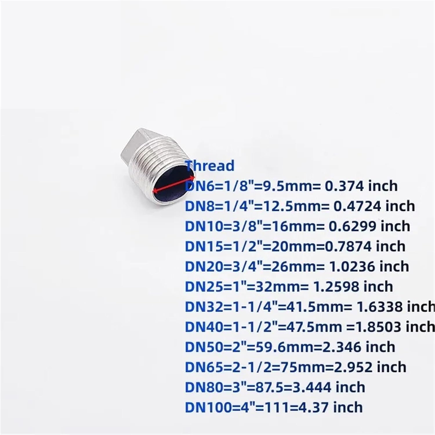 1pc Stainless steel 304 1/4" 3/8" 1/2" 3/4" 1" 1-1/4' BSPT Male Thread Pipe Fitting Square Head SS304(1/4")