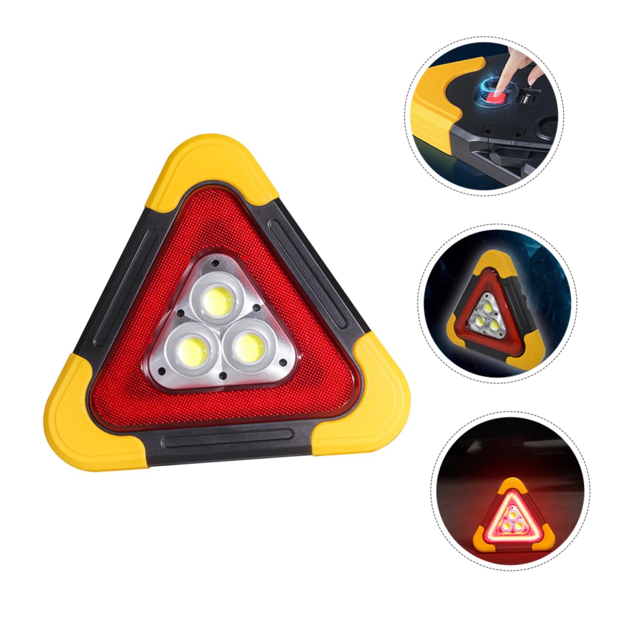 Amosfun Señal de Advertencia Triangular para Vehículos de Mantenimiento y Tractores Luces LED y Material Abs, Reflectante para Emergencias y Espera en Carretera