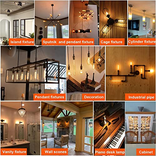 E12 Led Long Bulbs, 7.3Inch Edison Light Bulbs Amber Warm White 2500K,600Lm, 60W Candelabra Incandescent Bulbs Equivalent Vintage Led Filament Edison Candle Bulb With Decorative, 6Pack. #TOP6