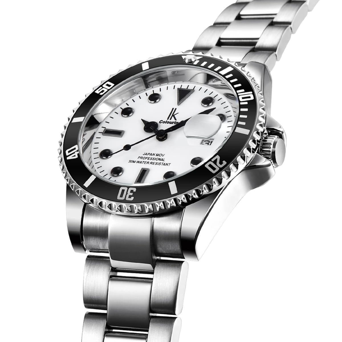 Alienwork IK Orologio Uomo Donna Calendario Cinturino in Metallo
