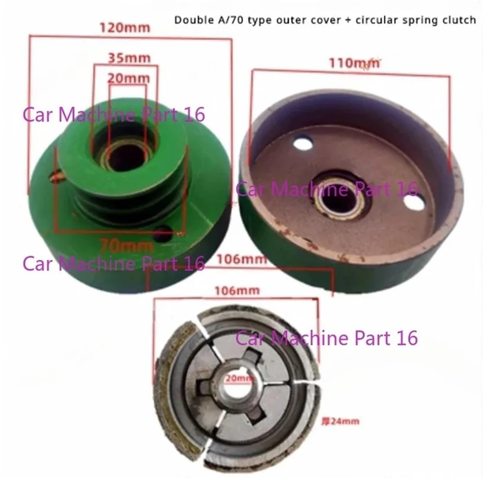 Sets para embrague para coche Compatible con motor de gasolina 170F, motor diésel, embrague centrífugo automático, embrague de eje 168F20, polea de timón. Guia Embrague(4)