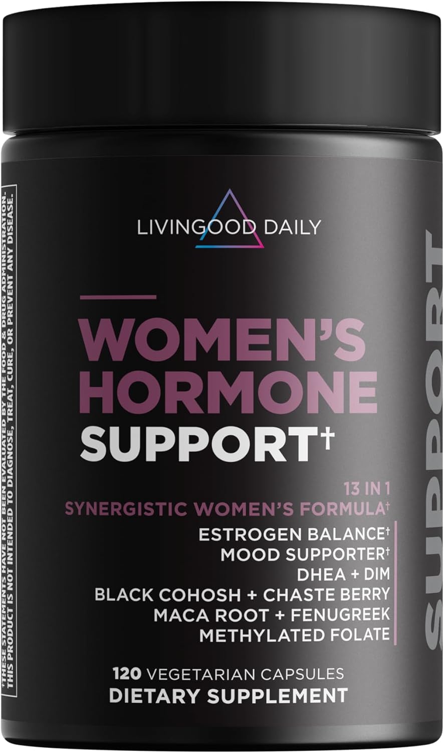 Livingood Daily Women’s Hormone Support Supplement, Estrogen Balance with Fenugreek, Black Cohosh, Chasteberry, DIM, Natural PMS & Menopause Support, Non GMO, Gluten Free, Vegetarian Capsules, 120 Ct