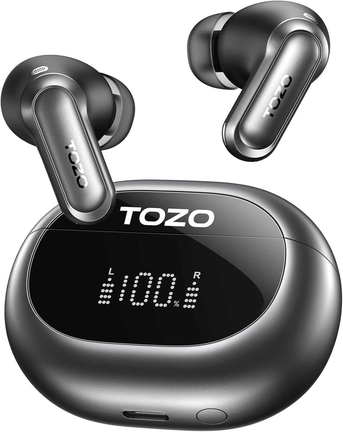 TOZO NC20 Bluetooth-Kopfhörer 6.0,6 Mics & ENC AI für kristallklare Anrufe,LDAC Hi-Res Audio,IPX8,Verbindung mit Zwei Geräten,geringe Latenz,kabelloses Laden,32 EQ (Dunkelschwarz)
