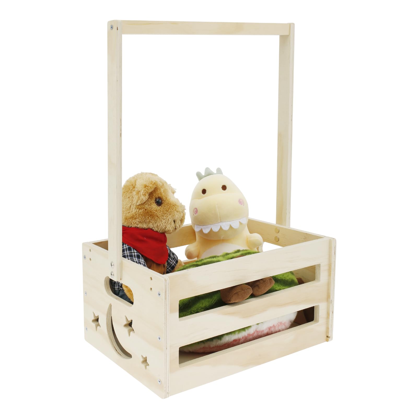 Holzkiste für Babyparty,Babykorb mit Griff,Holz Baby Geschenk Korb,für Babypartykisten aus Wäschekorb Kinder Baby Shower Geschenk,Keine Kleiderbügel,Sterne-Mond-Muster(Stil 3)