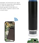 Microscope, 50‑1000X Magnification Portable Handheld Microscopes with Adjustable LED and Lanyard for Skin, Scalp, Jewelry Inspection Compatible with iOS, OS X, F (Black)