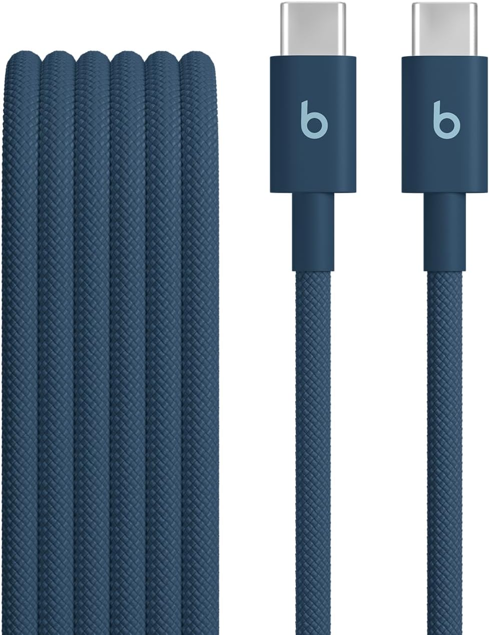 Beats USB-C to USB-C Woven Cable Fast Charging Durable/Tangle-Free Compatible Charger for Apple & Android Devices (1.5 m, 5 ft) - Nitro Navy