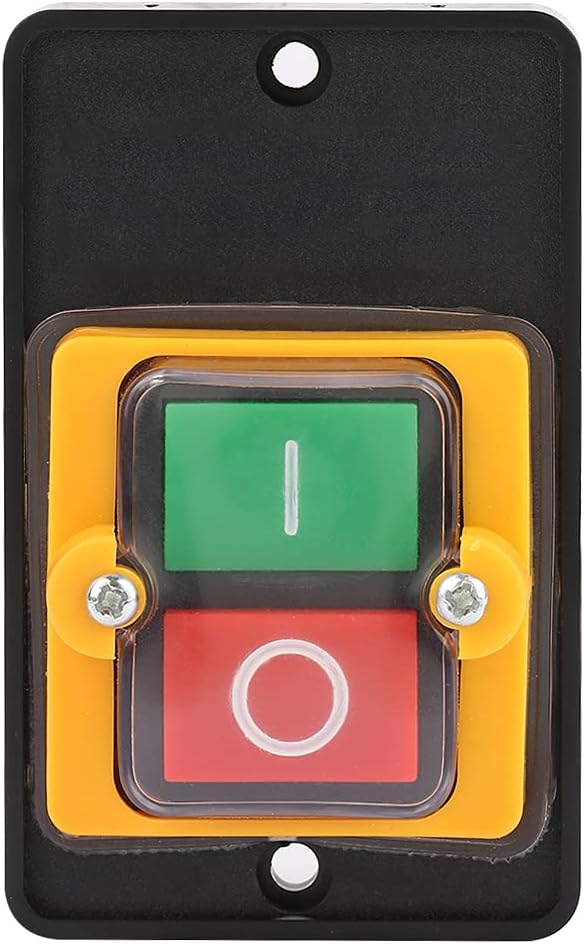 AC220V/380V 10A On Off Button Switch Self-locking Push Button Switch, Waterproof On/Off Start Stop Push Button Switch, Green Red Momentary Push Button Switch