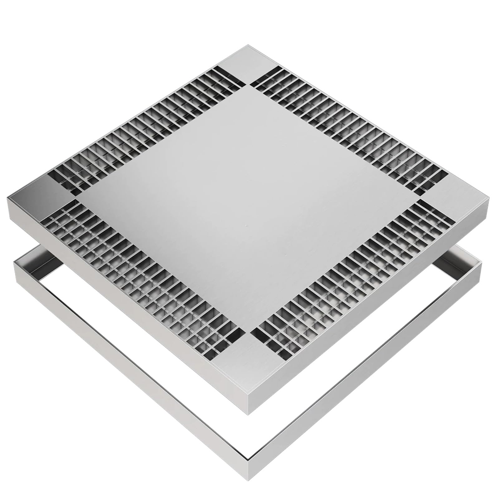 Tapa Arqueta, Tapas de Drenaje para Fosas Sépticas, Acero Inoxidable 304, Nervaduras de Refuerzo Inferiores, Antideslizantes y Duraderas(70x70x5cm/27x27x2in)