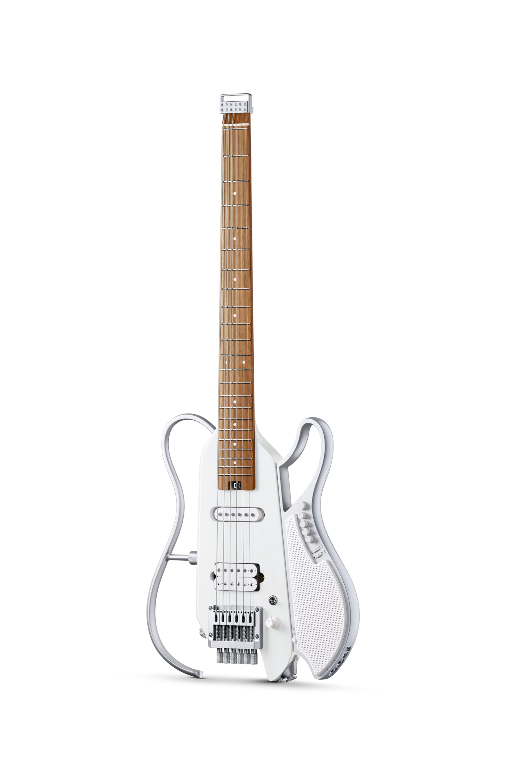 DONNER HUSH X LIVE Guitarra Eléctrica con Altavoz Desmontable, Blanco