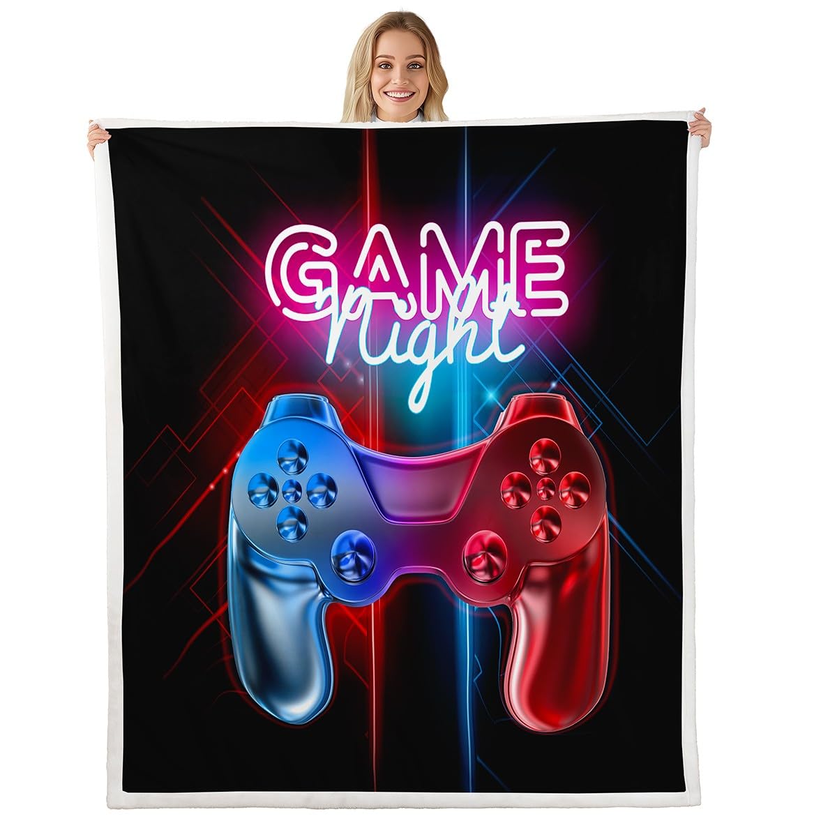 Loussiesd Boys Multicolored 41 Gamepad Blanket For Kids Teens Gamer Throw Blanket Video Game Gamepad Fleece Blankets Colorful Game Controller Sherpa Blanket For Chair Office Room Plush Blankets Single 50"X60"