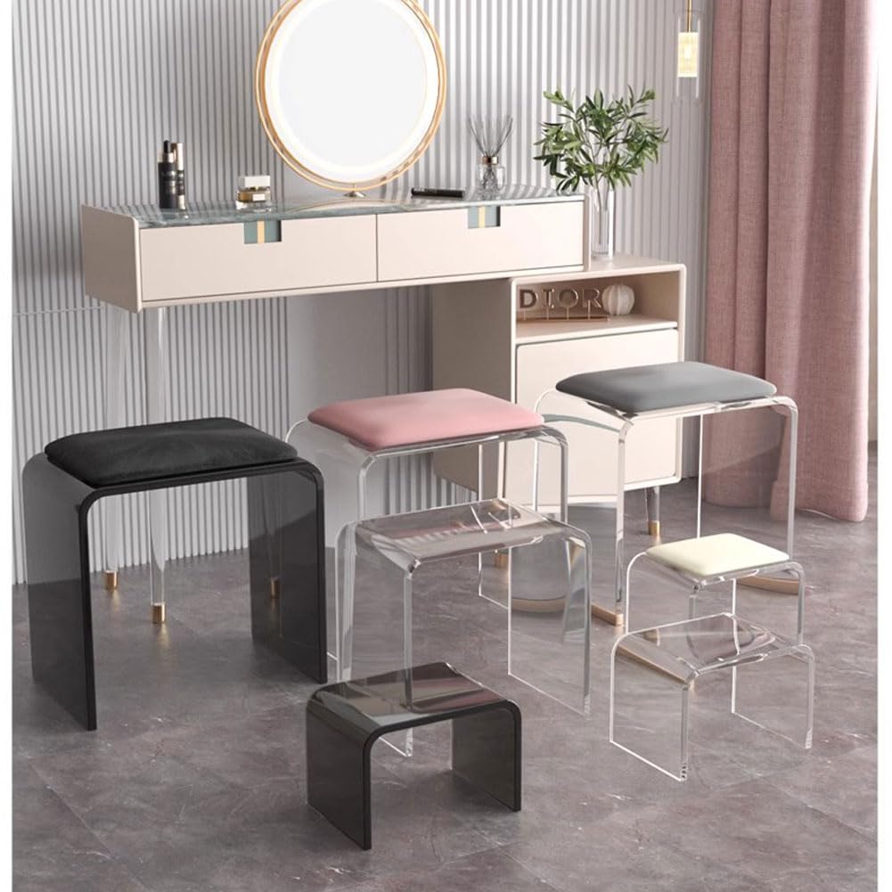 Taburete de baño acrílico | Taburete de ducha de baño acrílico antideslizante multicolor(Black)
