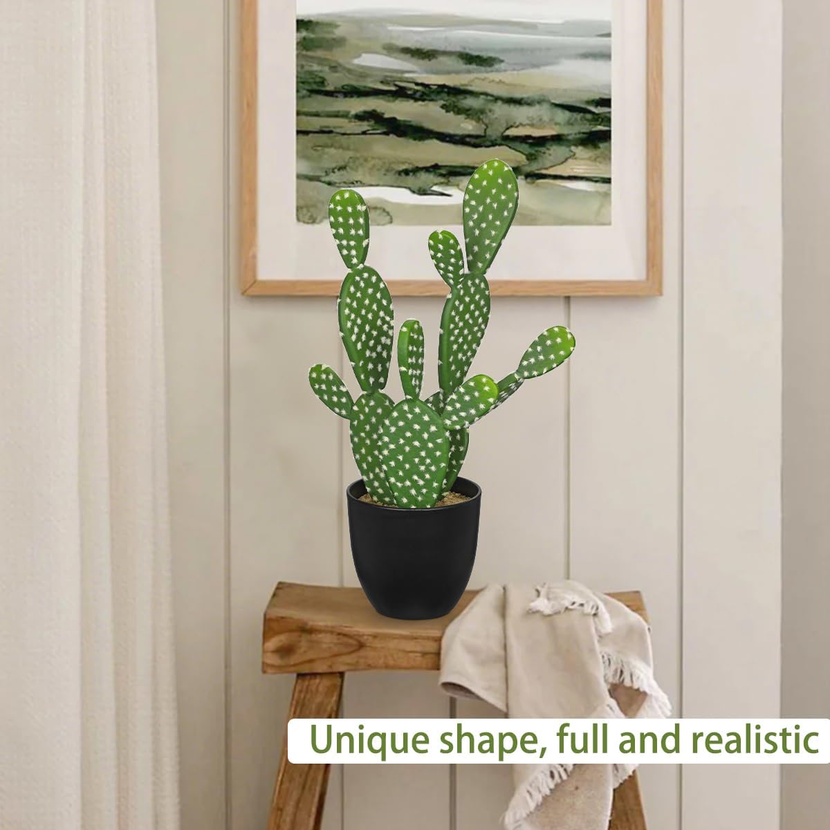 DILATATA 16.5" Small Fake Cactus Plant Potted 'Prickly Pear Cactus' Faux Cacti for Home Garden Office Decor Housewarming Gifts