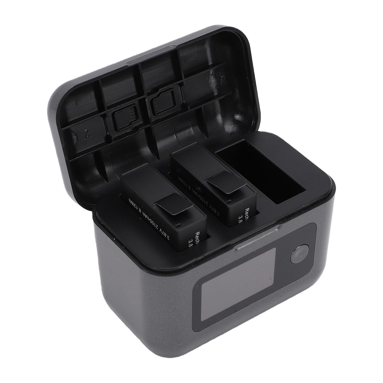 Hub Caricabatteria per Action Cam a 3 Doppio 2100 mAh | PD3.0 30 W, Tre Slot, Tipo C, ABS Metallo, Viaggio, Alimentazione per Laptop da Auto a Parete, 6 5 Pro 4 3 360, Celle di