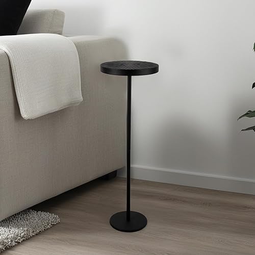 Metal Drink Table, Black Side Table, Modern Martini Table Small End Table for Small Spaces, Living Room, Sofa Couch, Patio, Black
