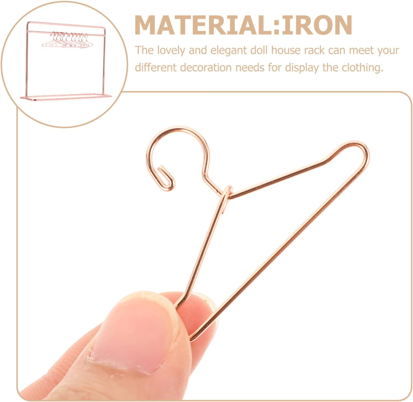 TOYANDONA Doll Clothes Rack with 10 Miniature Hangers Mini Clothes Rack for Dolls Doll Garment Storage for Dollhouse Accessories 5.90X4.72X2.16 Inches