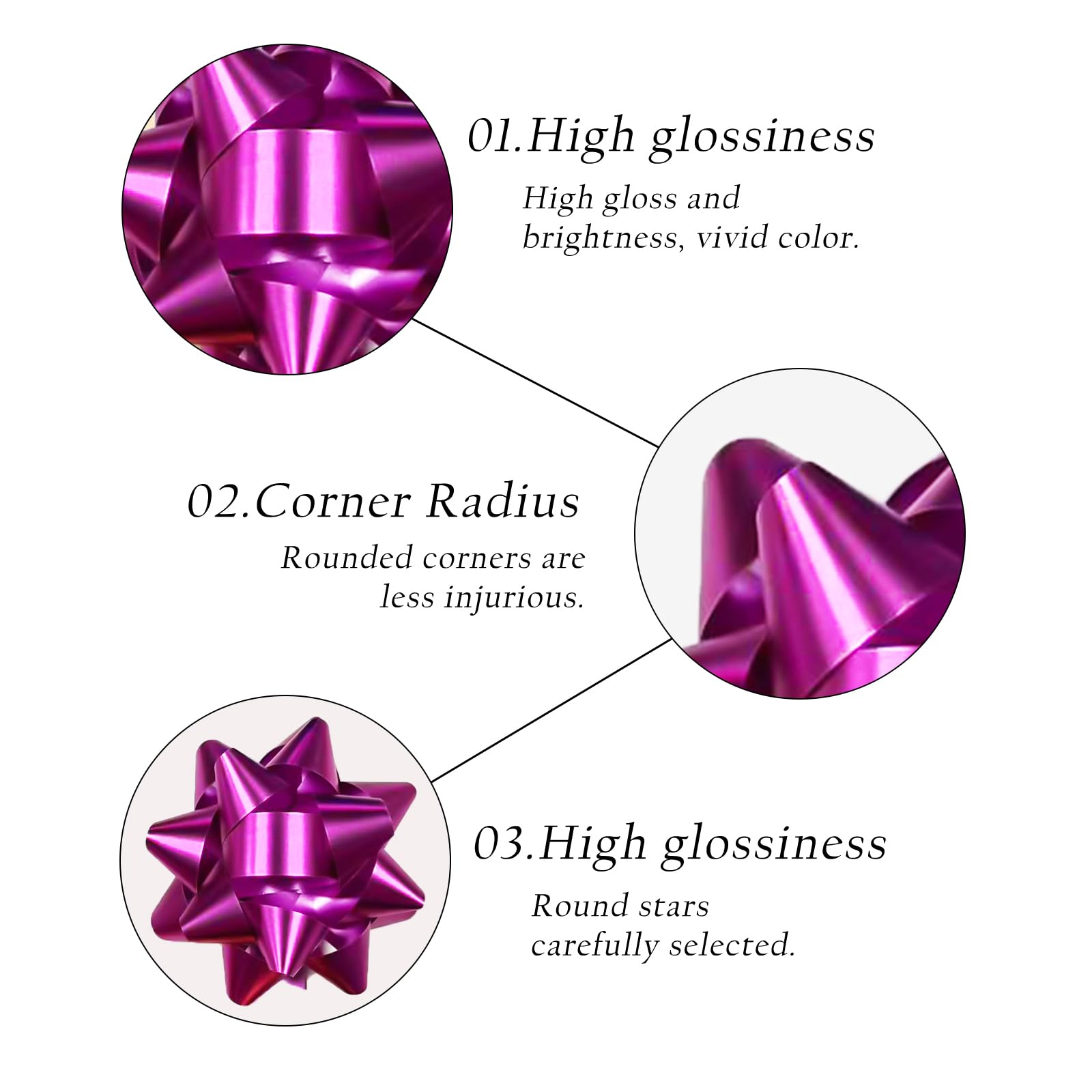 CIYIN autoadhesivos Lazos para Paquetes de Regalo 60 Unidades Mate 3 Pulgadas 6 Colores