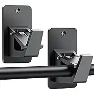 No Drill Curtain Rod Brackets, Universal Curtain Rod Holder, 2 Pack Self Adhesive Curtain Rod Bracket Heavy Duty 30 LB, Nail Free Curtain Rod Bracket for Bathroom, Bedroom, Livingroom, Kitchen, Black