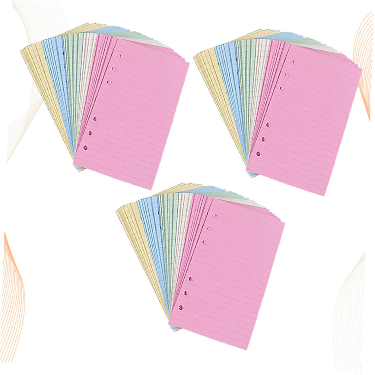 3 Sätze Nachfüllpapier Bunt Liniertes Loose leaf Papier Hochwertige Ringbucheinlagen Geeignet für Schule Büro Journal Notizbuch Einlagen