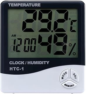 Home Thermometer and Humidity Meter | Indoor Thermometer Hygrometer Humidity Meter with Alarm Clock | Hygrometer Thermometer for Bedrooms, Baby Rooms Greatideal