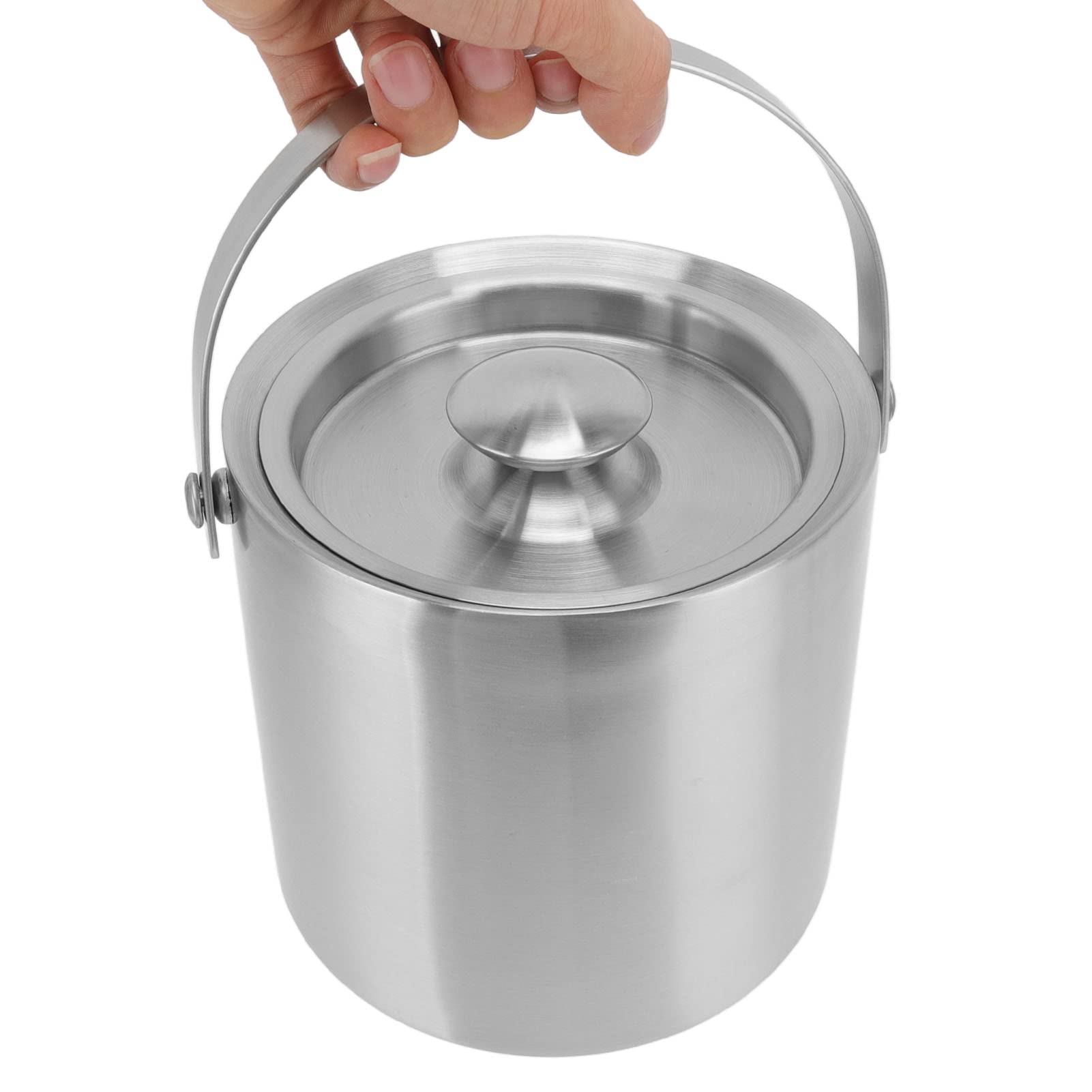 Cubitera de Champán Cubitera de Hielo de Acero Inoxidable de Doble Pared con Tapa y Asa Cubitera de Hielo para el Hogar, Bares y Restaurantes (2L)