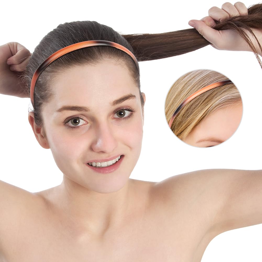 LOPHE Diadema Mujer, 6 Piezas Diademas de Plástico, Diadema Fina con Dientes, Hairband Flacas de Plástico para Mujeres y Niñas, Banda para el Cabello de Dientes Finos Antideslizante (Mixto-Multicolor)