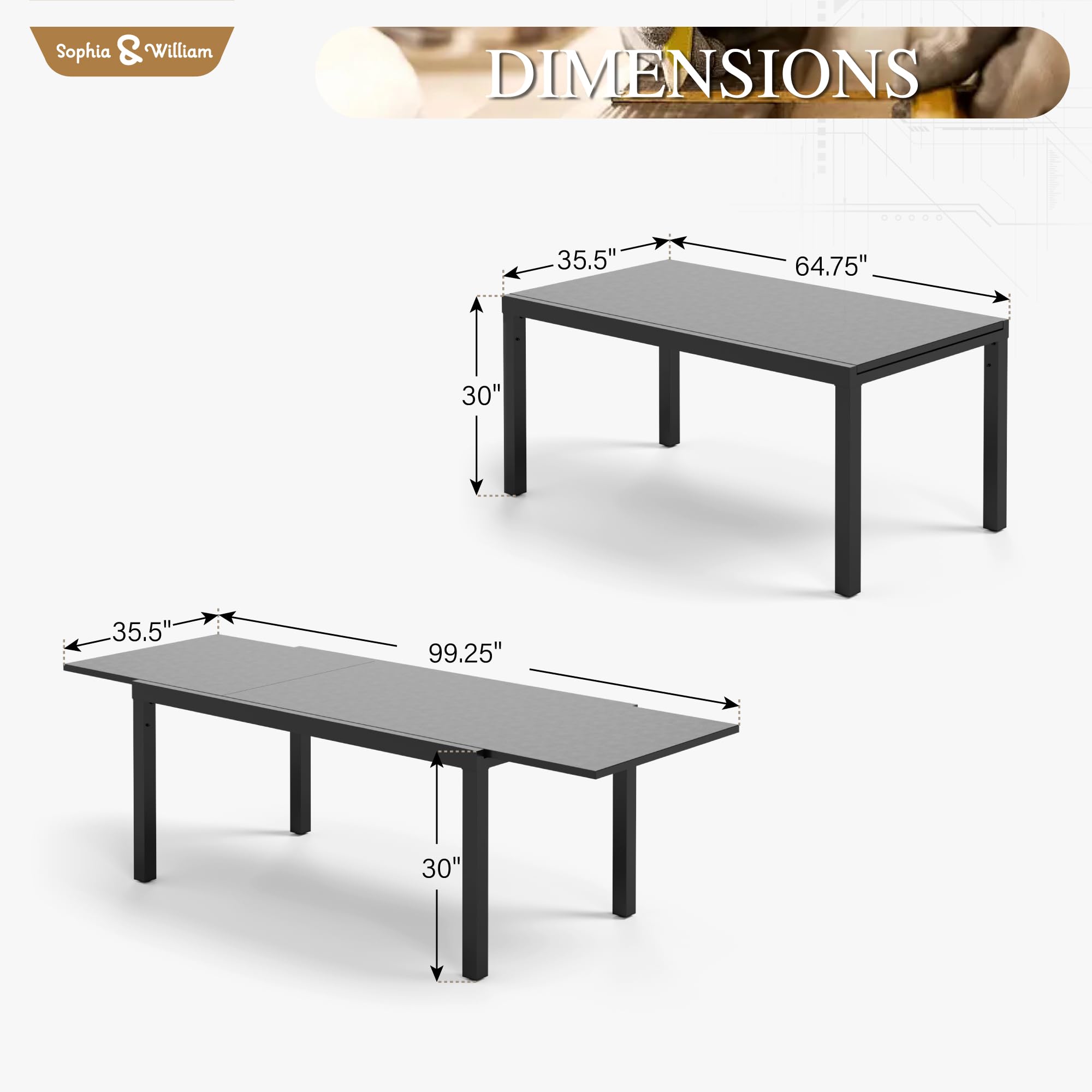 Amazon.com : Sophia & William Expandable Patio Dining Table, Extra