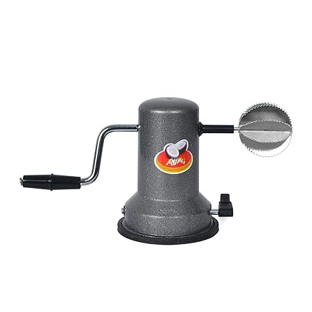 Anjali - CO.03 Sleek Stainless Steel Vacuum Base Coconut Scrapper, Black