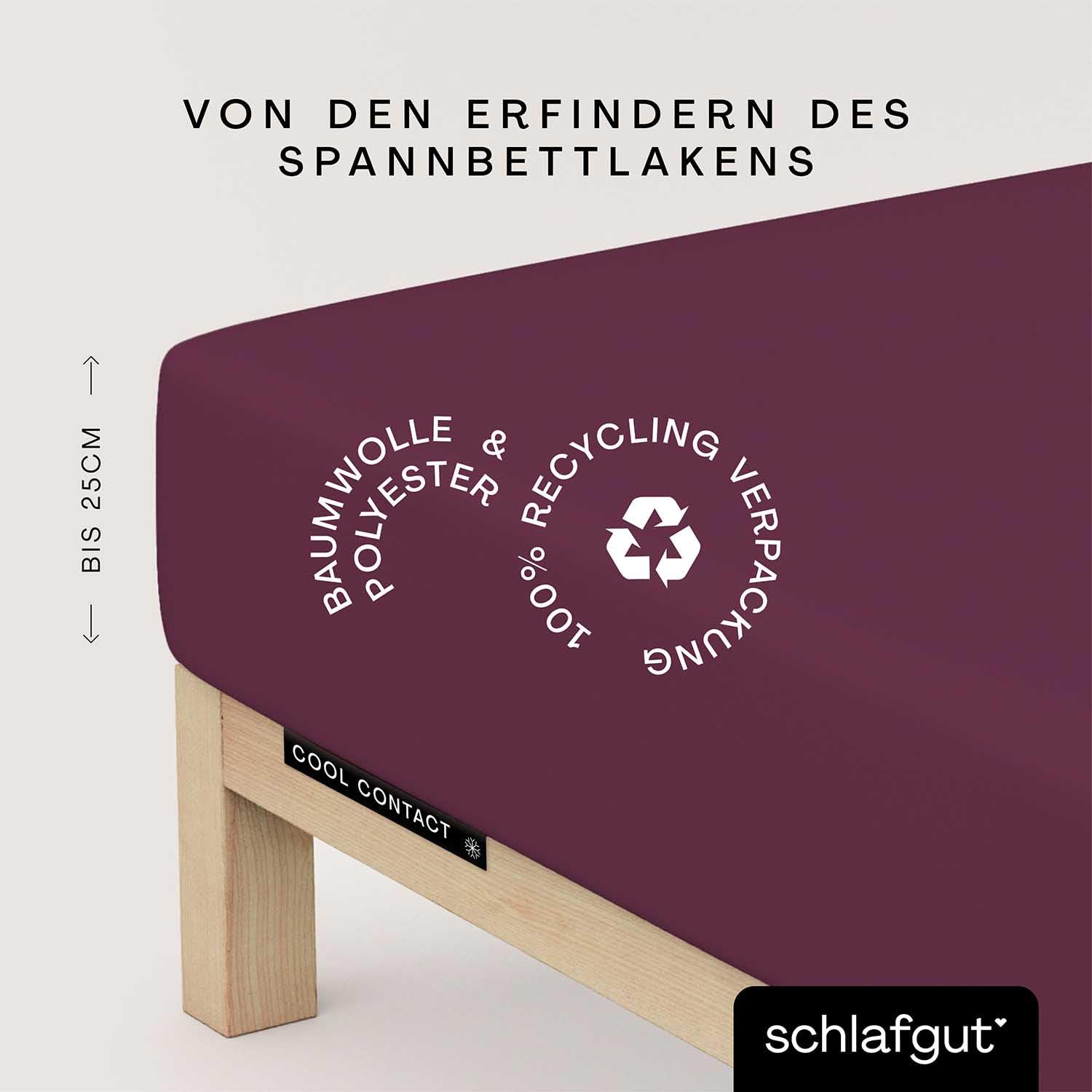 schlafgut Cool Contact Spannbettlaken 180x200 cm kühlend, Purple Deep