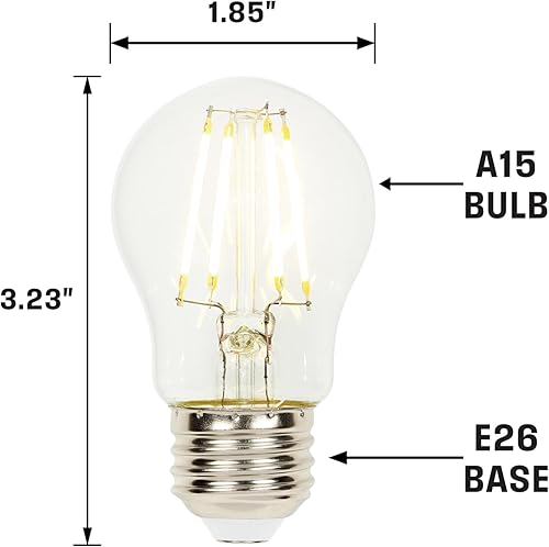 Miniatura 3 de Westinghouse Lighting 5280000 - Bombilla LED de filamento transparente regulable A15 de 4,5 W (equivalente a 40 vatios), base media