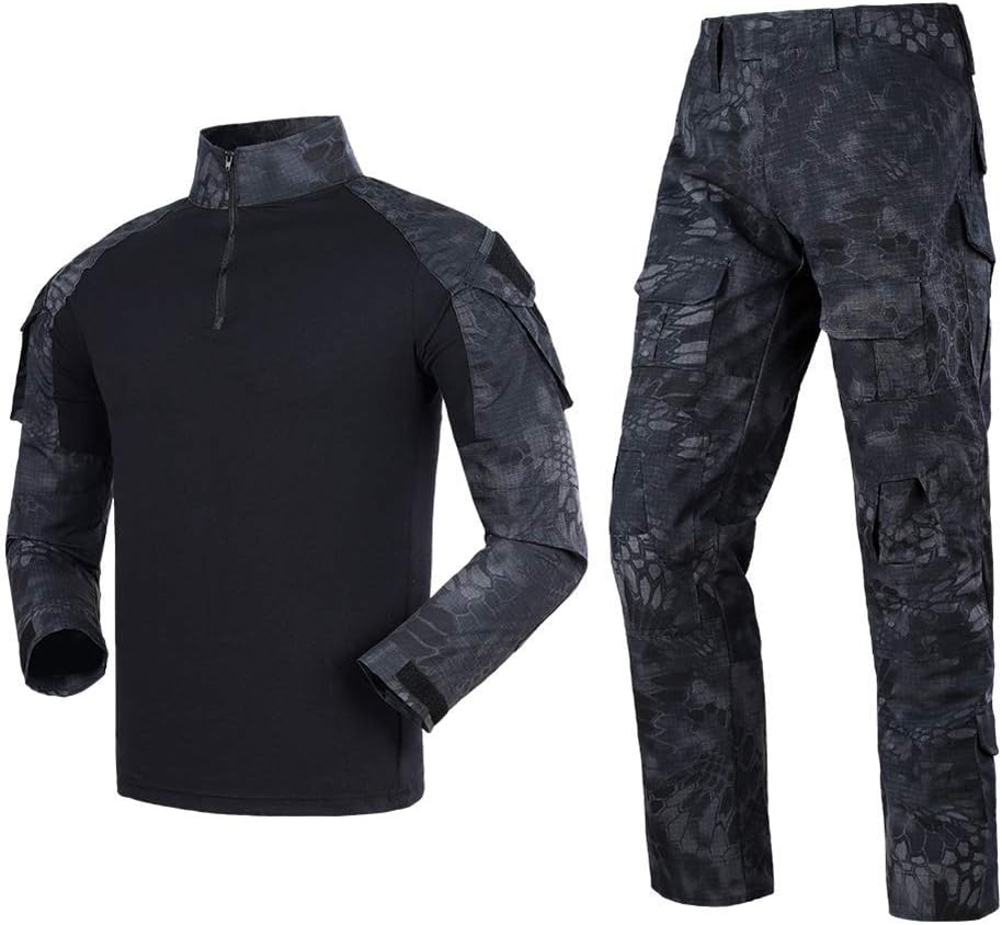 Airsoft Tarnanzug Herren Paintball Combat Shirt Taktische Hose Langärmlige mit 1/4 Reißverschluss Militär Anzug Outdoor Camouflage Jagdbekleidung BDU…