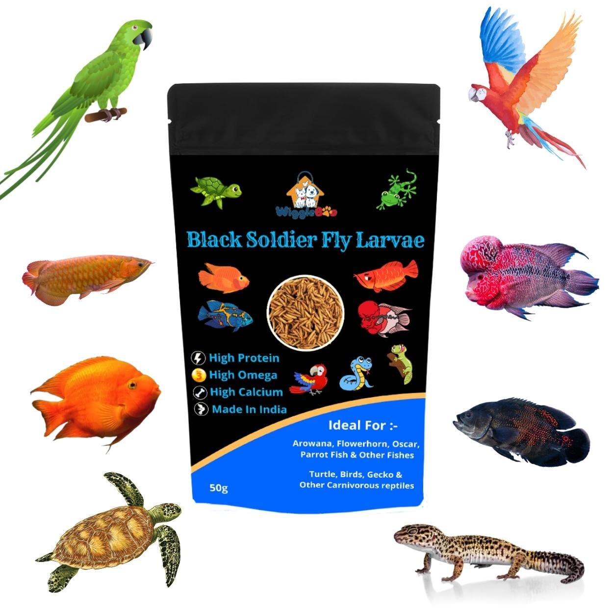 WiggleBoo Dried Black Soldier Fly Larvae 30g Fish Food - Protein Rich & Essential for Growth & Color Enhancement - Ideal for Bettas, Tetras, Arowana, Flowerhorn, Oscar, Blood Red Parrot, & More (30g) (B0BFWHFJQ6) Amazon Price History, Amazon Price Tracker