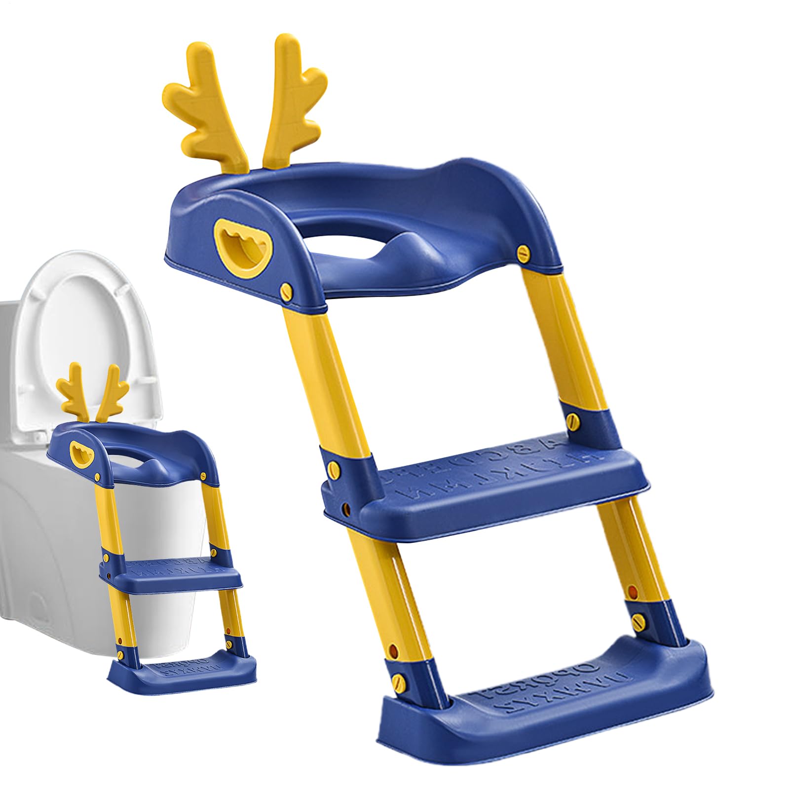 2 in 1 Töpfchen für Kleinkinder:Klappbarer Toilettensitz für Kinder 39 x 69 cm Treppe Tritthocker Rutschfestes Pad tragbares Badezimmer Zubehör für Mädchen Training