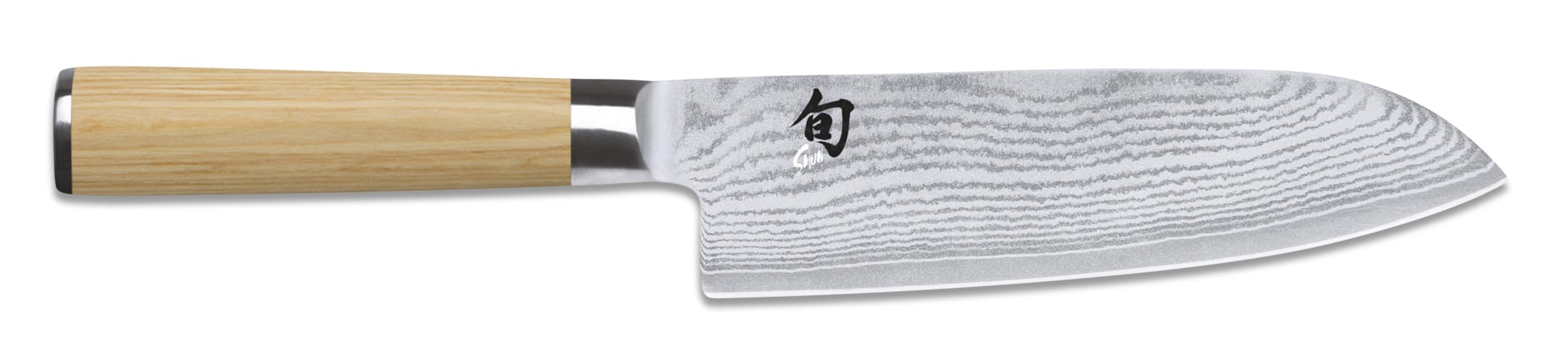KAI Shun Classic White Santoku 18 cm longitud de la hoja - Cuchillo de Damasco 32 capas núcleo VG MAX - 61 (±1) HRC - Mango de madera Pakka - Hecho en Japón - cuchillo de cocina japonés forjado