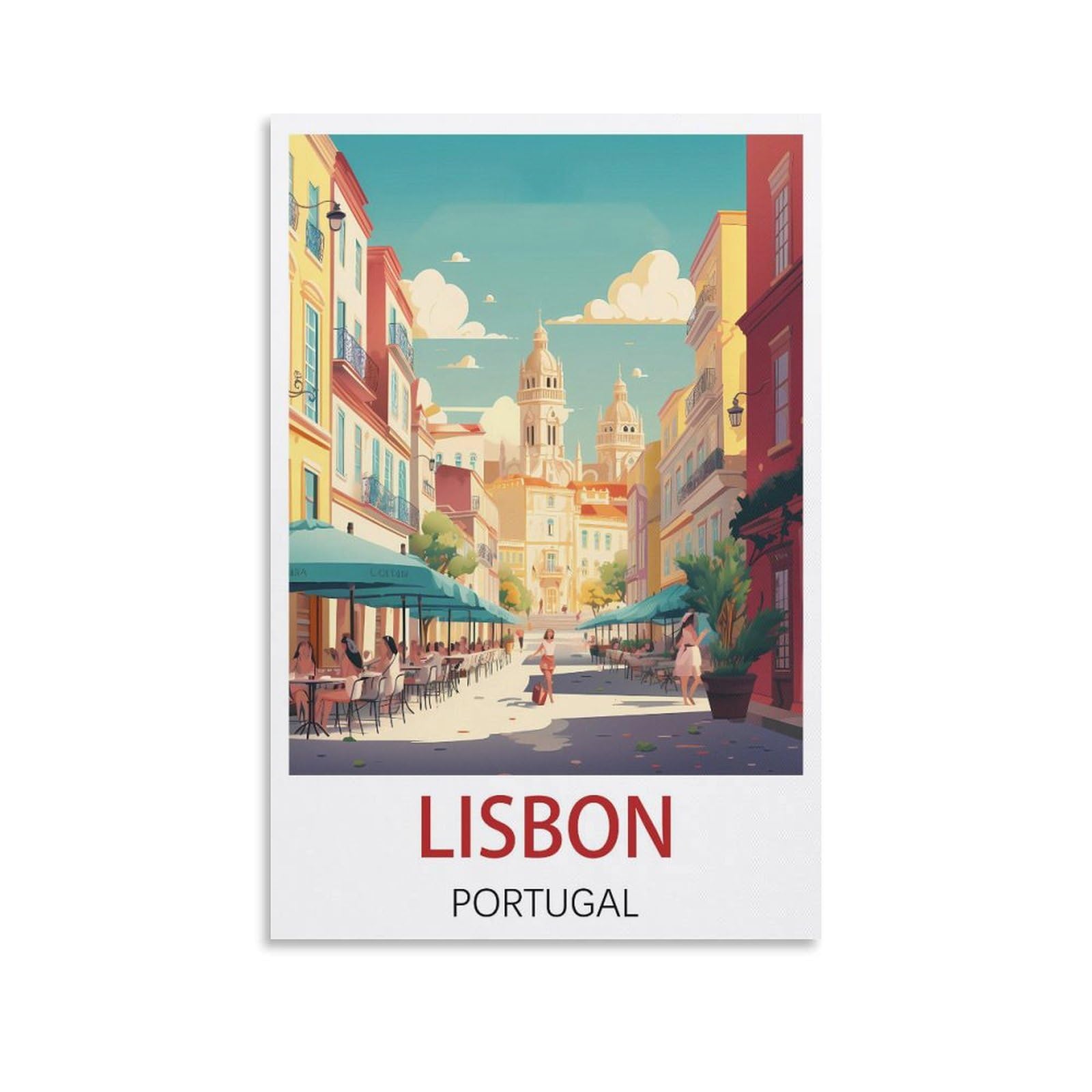 LuaNi Lisbon Portugal Vintage Travel Poster 08x12inch(20x30cm) Canvas Art Poster And Wall Art Picture Print Modern Family Bedroom Decor Posters