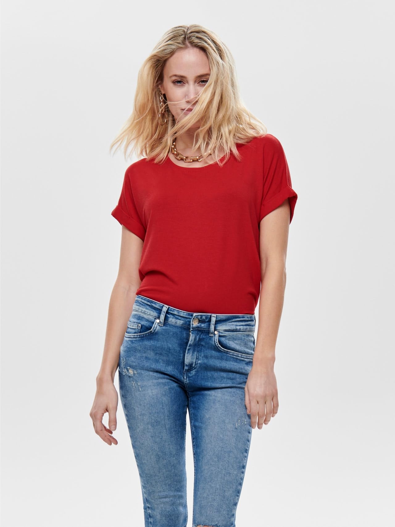 kadın T-Shirt Onlmoster S/S O-Yaka Üst Noos Jrs