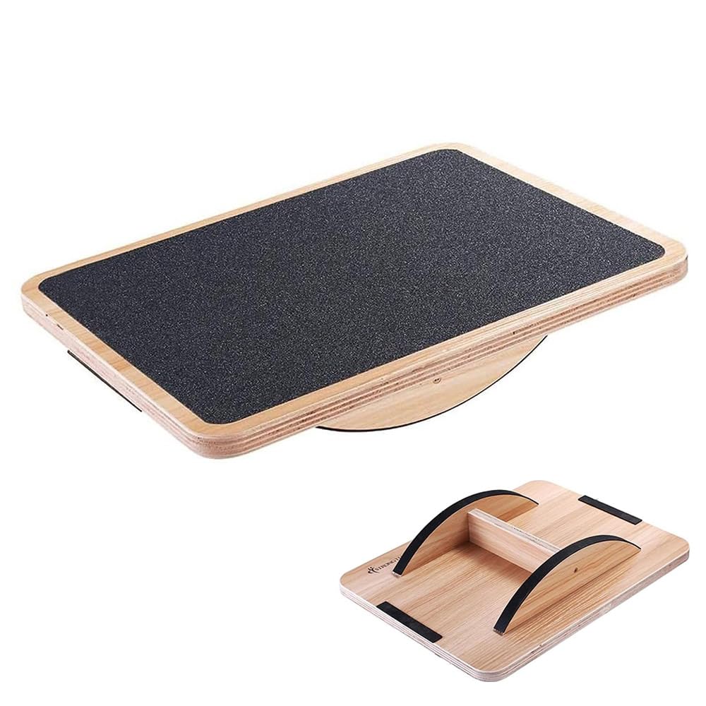 Ccarzzi Wooden Balance Board, Professional Rocker Board Anti-slip Wobble Board Adult for Under Desk, Standing Desk Accessory, for Body Balance Training, Core Strength, Stability