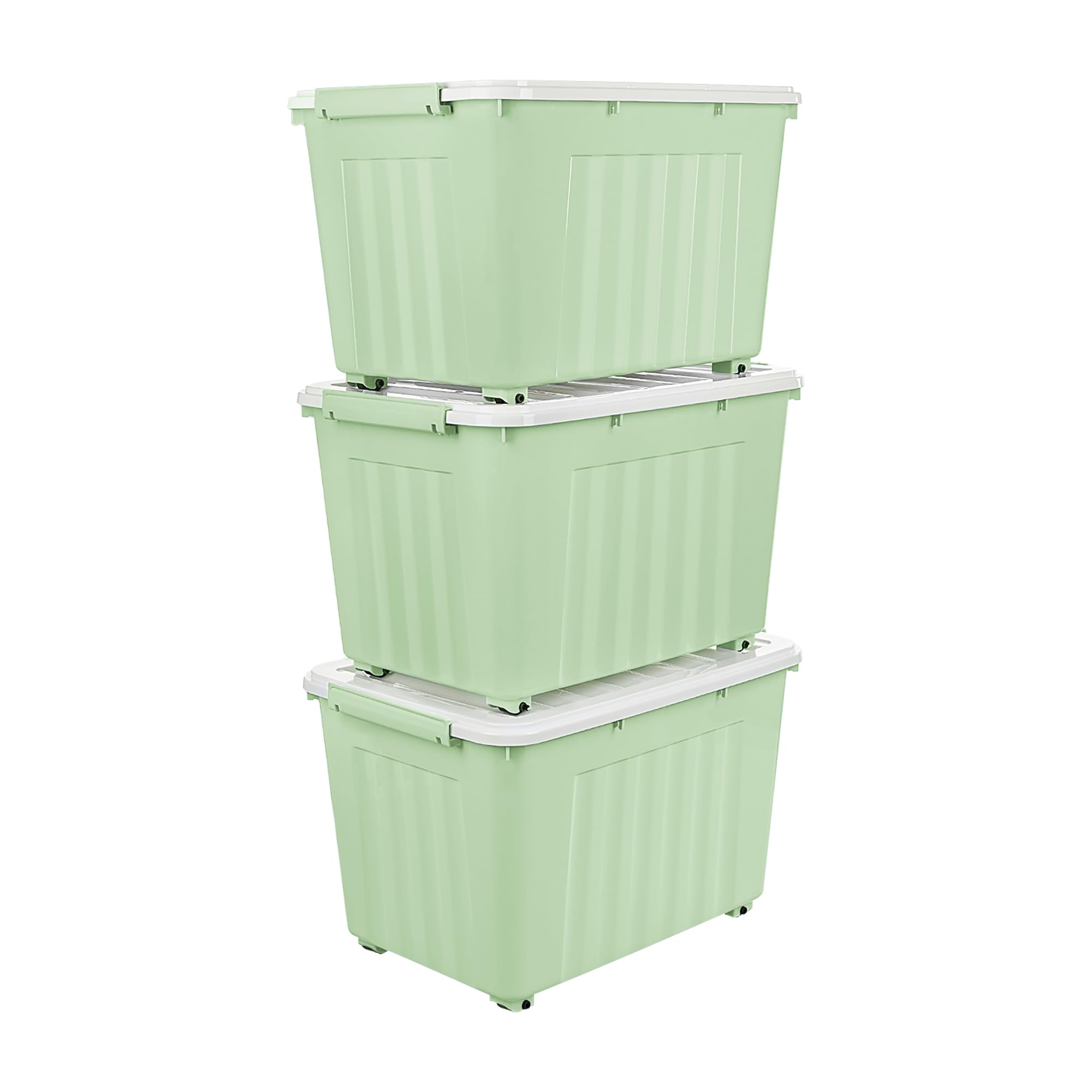 Cetomo 6 Scatole Portaoggetti In Plastica Con Coperchi E Fibbie - 15L Cadauna, Impilabili, Grigio Rigato, Per Ufficio E Casa - 2