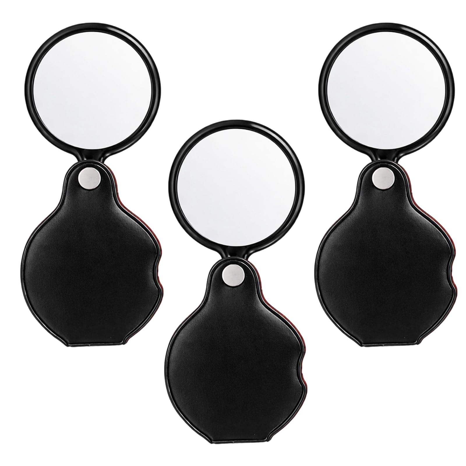 3Pcs 20x Pocket Magnifying Glass with PU Leather Case – Small Magnifier for Reading, Jewellers Loupe & Hand Lens – Mini Magnifying Glasses for Seniors, Kids & Hobbyists