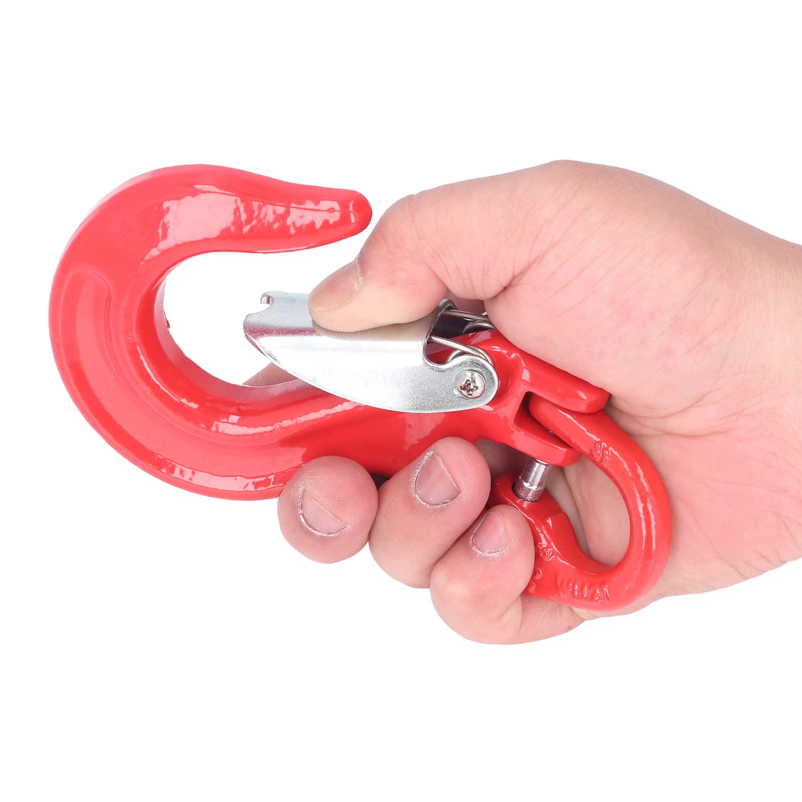 Keenso Crochet de Câble de Treuil, Crochet de Loquet de Sécurité Crochet de Chape de Remorque de Treuil Rouge 2T de Chargement 80 en Acier Universel avec Loquet de Sécurité Robuste